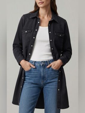 & Denim Black Denim Shirt Size XS